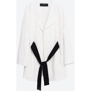 NWT ZARA BASIC COLLECTION Long Jacquard Blazer XS